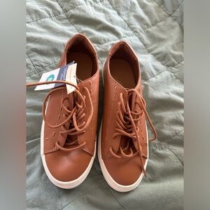 Brown faux leather shoes